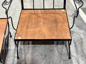Wrought iron and timber lounge chair and a side table - 3