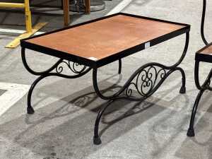 Wrought iron and timber lounge chair and a side table - 4