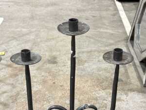 Pair of wrought iron floor candelabra - 3