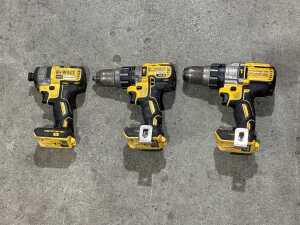Three DeWalt cordless drills/drivers