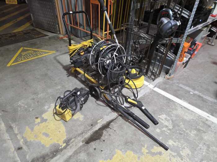 Three pressure washers with K&auml;rcher accessories