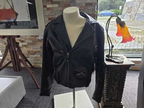 Vintage black leather biker jacket