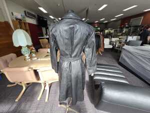 Black genuine leather overcoat - 2