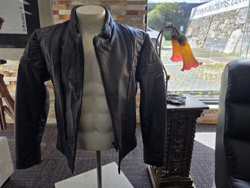R Jays black leather motorcycle jacket