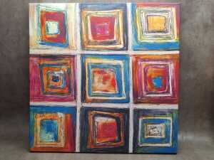 Two abstract prints on canvas in warm and bright tones - 2