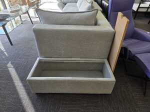 Contemporary modular lounge with two matching storage ottomans - 4