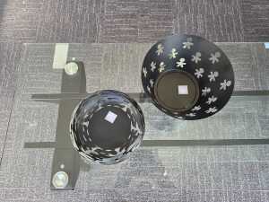 Two Alessi black decorative metal bowls - 2