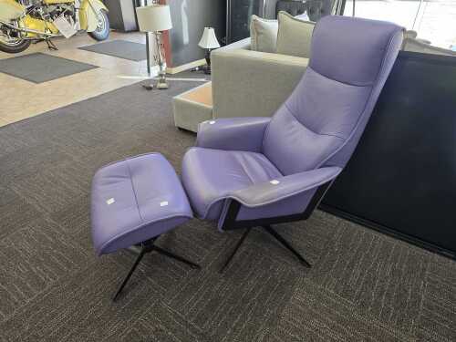 IMG Comfort Norway leather swivel recliner and matching footstool