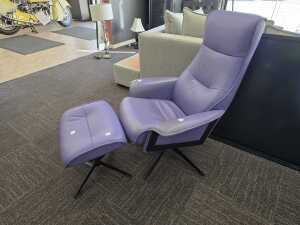 IMG Comfort Norway leather swivel recliner and matching footstool