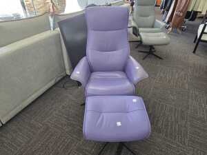 IMG Comfort Norway leather swivel recliner and matching footstool - 2