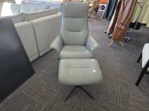 IMG Comfort Norway leather swivel recliner and matching footstool - 2