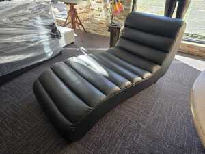 Black leather chaise lounge