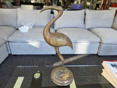 Vintage brass Heron bird statue