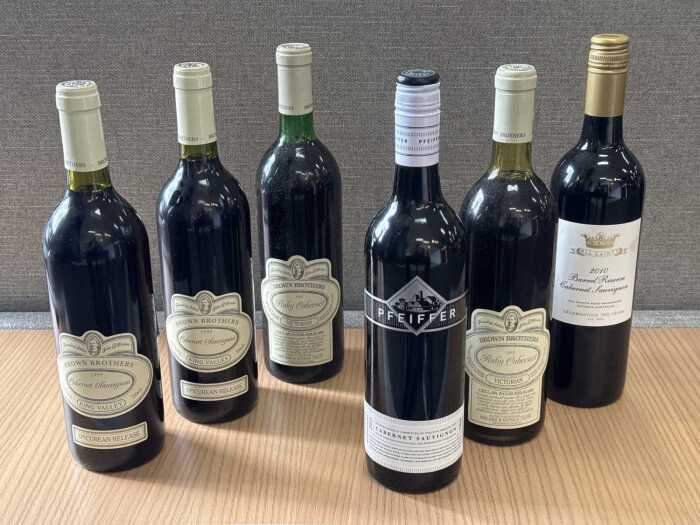 Mixed Cabernet wine, six bottles