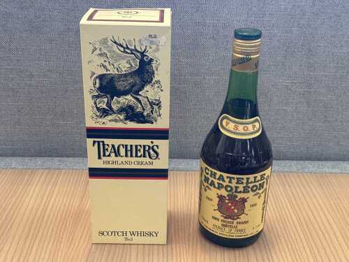 Two bottles of spirits, including Chatelle Napoleon V.S.O.P French Brandy