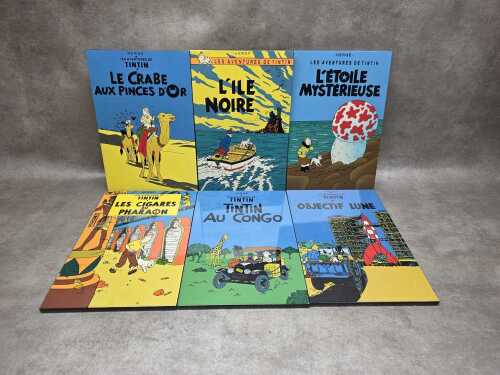 Set of six Herg&eacute; Tin Tin lacquer panels