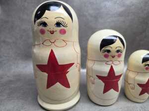 Two hand-painted timber Bubushka nesting dolls - 5