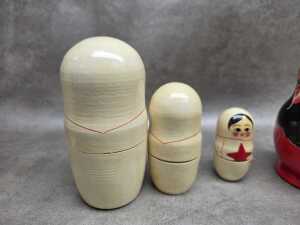 Two hand-painted timber Bubushka nesting dolls - 7
