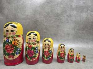 Two hand-painted timber Bubushka nesting dolls - 2