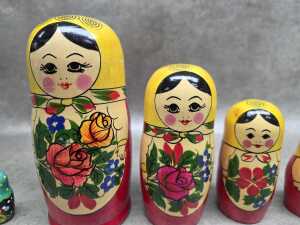 Two hand-painted timber Bubushka nesting dolls - 5