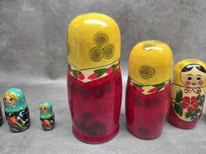 Two hand-painted timber Bubushka nesting dolls - 6