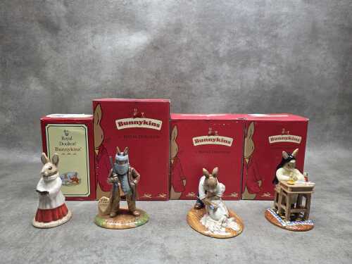 Four Royal Doulton 'Bunnykins' porcelain figures, all with boxes