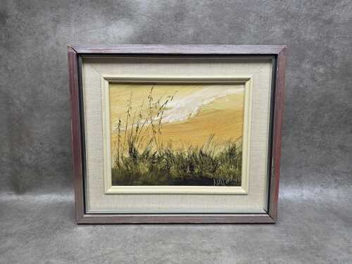 Noel Miller, landscape with tall grass, 1973. Oil painting on board