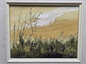 Noel Miller, landscape with tall grass, 1973. Oil painting on board - 2