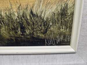Noel Miller, landscape with tall grass, 1973. Oil painting on board - 3
