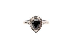 A sapphire and diamond ring in 10 carat white gold