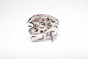 A pair of multi coloured sapphire earrings in sterling silver - 5