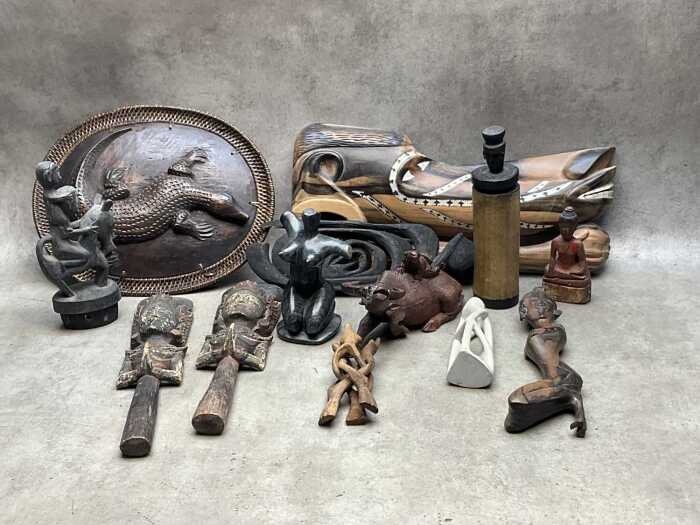 Oceanic mostly timber decorative items, some hand-carved
