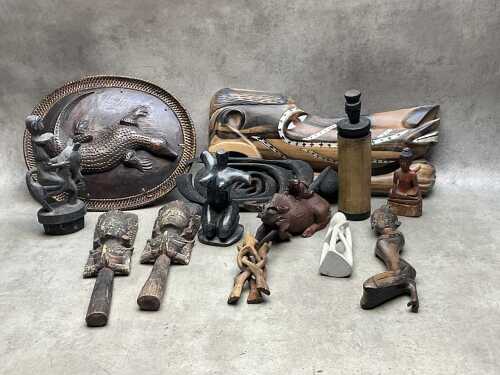 Oceanic mostly timber decorative items, some hand-carved