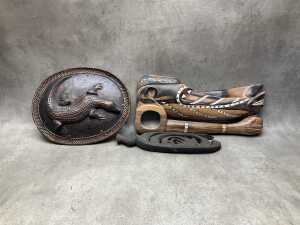 Oceanic mostly timber decorative items, some hand-carved - 4