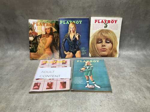 Five '60s-'70s Playboy adult magazines