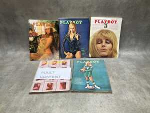 Five '60s-'70s Playboy adult magazines