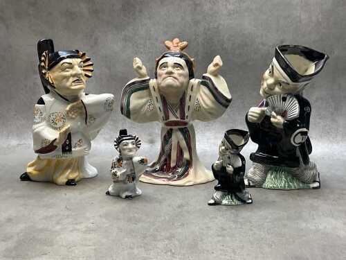 Five Shorter and Son D'Oyley Carte Opera Company 'Mikado' ceramic character jugs