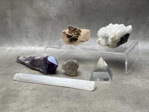 Collection of crystals including clusters, towers and pyramids