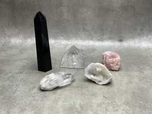 Collection of crystals including clusters, towers and pyramids
