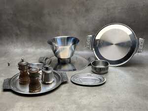 Group of stainless steel including platters - 2