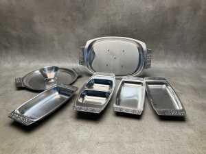 Group of stainless steel including platters - 3