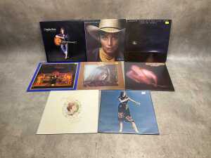Eight Emmylou Harris country vinyl records, including 'The Ballad of Sally Rose'