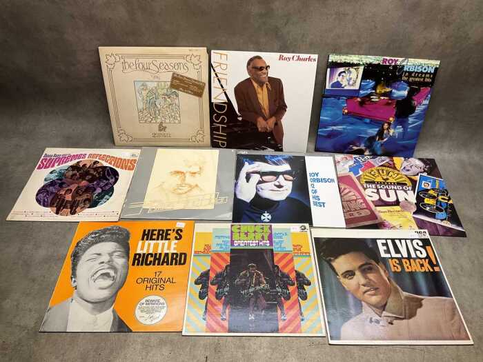 Ten mostly Rock 'n' Roll vinyl records, including Little Richard and Chuck Berry