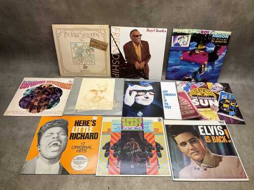 Ten mostly Rock 'n' Roll vinyl records, including Little Richard and Chuck Berry