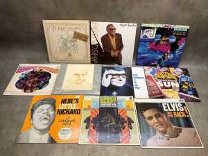 Ten mostly Rock 'n' Roll vinyl records, including Little Richard and Chuck Berry