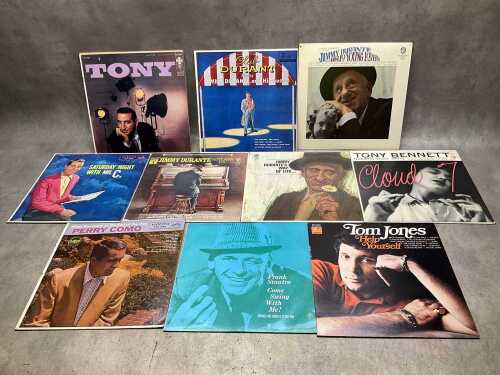 Ten crooner vinyl records, including Tony Bennett