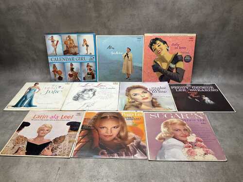 Ten female vocalist vinyl records, including Julie London
