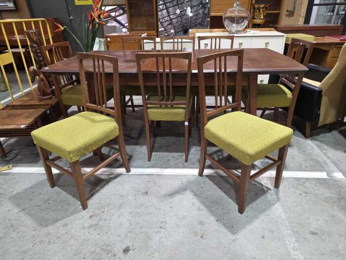 Nine-piece mid-century modern style dining suite