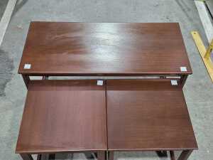 Teak nest of three tables - 5