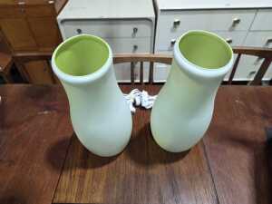 Pair of IKEA Mylonit green glass table lamps - 2